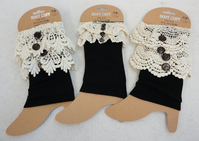 BOOT Cuffs [Black with Antique Lace Assortment]